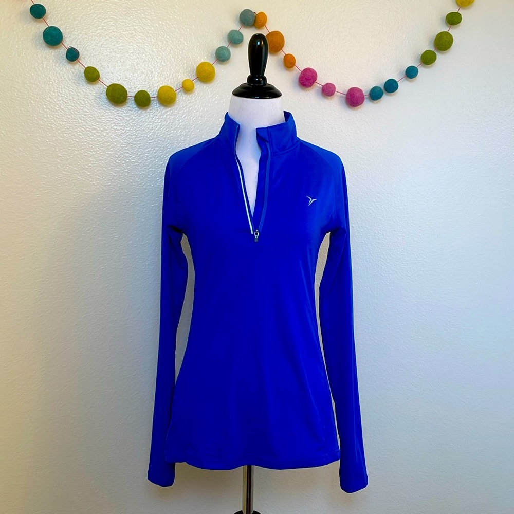 Old Navy Active Long Sleeve 1/4 Zip Royal Blue Workout Top - Size XS